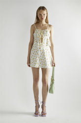 Orange-Pink Spring-Floral A-Line Mini-Skirt